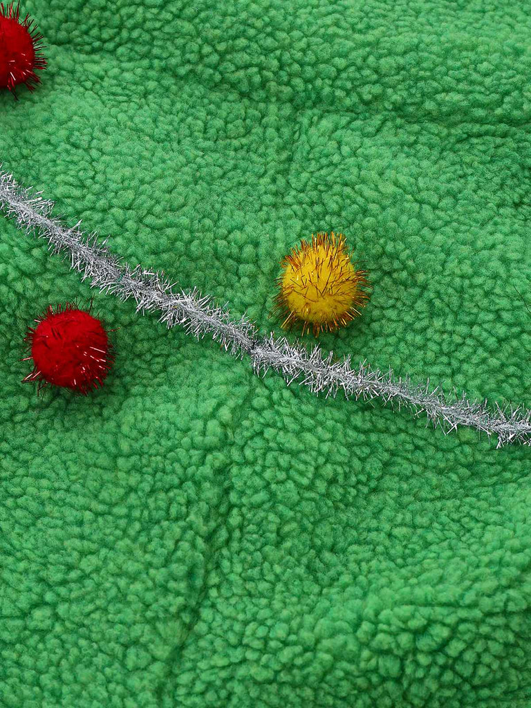 Tuta lunga con fiocco e pompon Natale verde anni '30