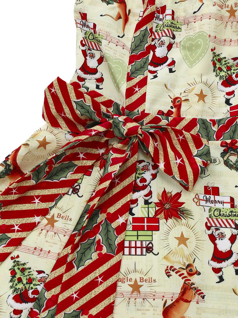 [Prevendita] Abito senza spalline con fiocco di Babbo Natale natalizi anni '50