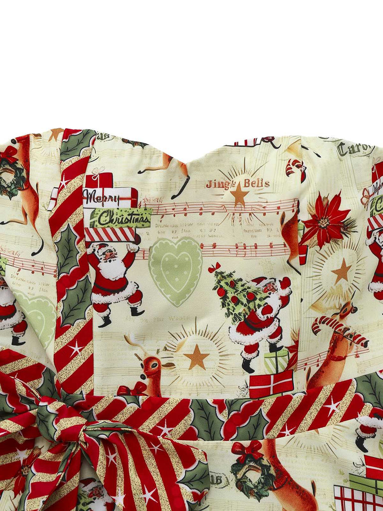 [Prevendita] Abito senza spalline con fiocco di Babbo Natale natalizi anni '50