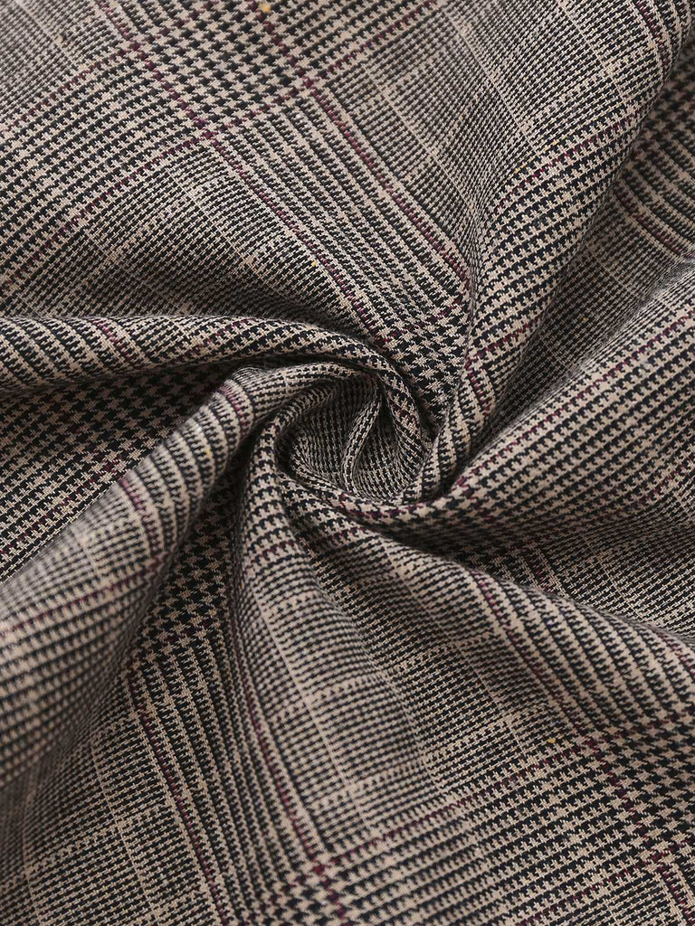 [Prevendita] Abito a quadri con fioccoe revers marrone anni '50