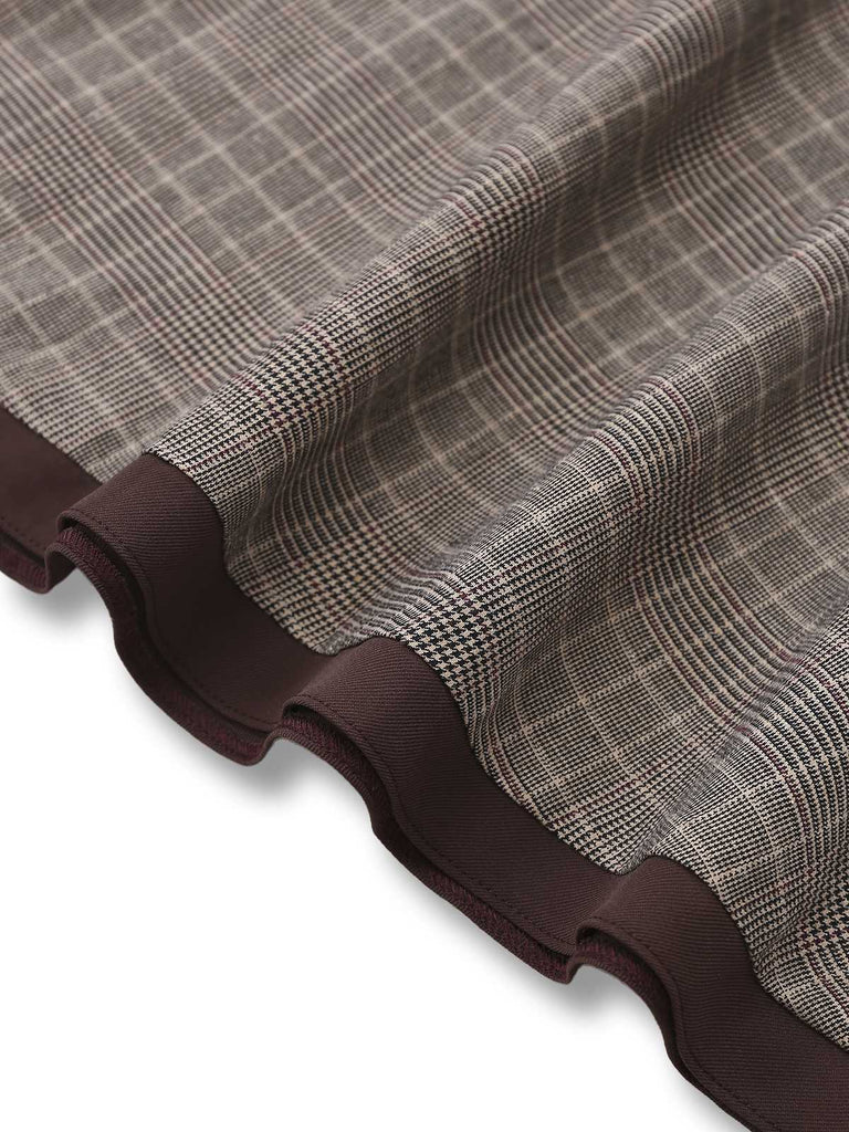 [Prevendita] Abito a quadri con fioccoe revers marrone anni '50