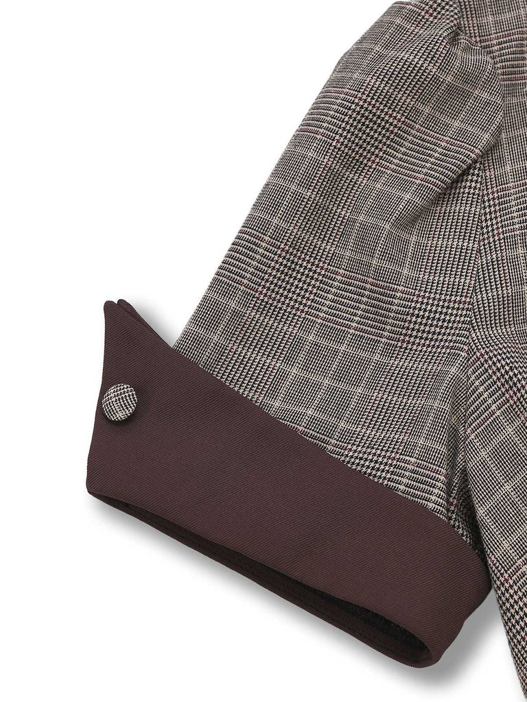 [Prevendita] Abito a quadri con fioccoe revers marrone anni '50