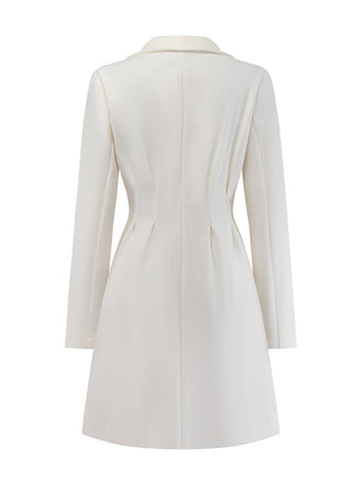 Cappotto in finta lana con bottoni di perle bianco anni '40