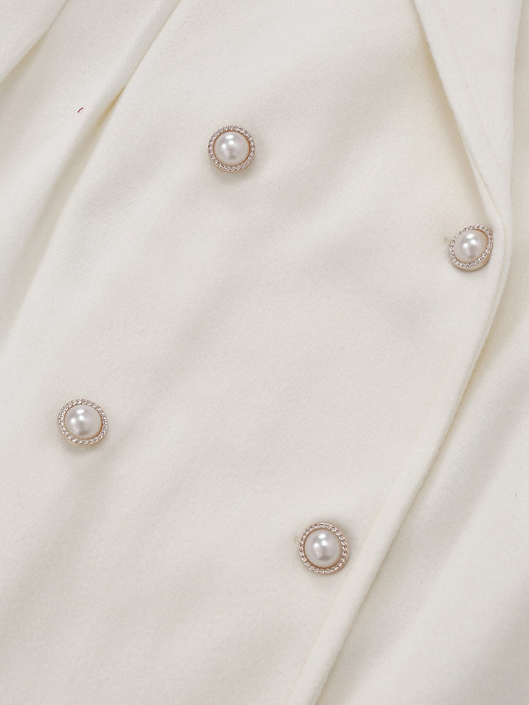 Cappotto in finta lana con bottoni di perle bianco anni '40