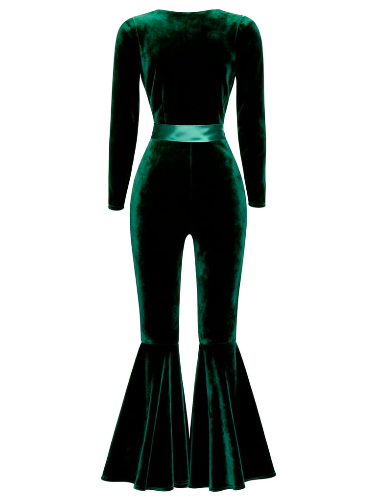 [Prevendita] Tuta lunga in velluto e gambe svasate rosso anni '70