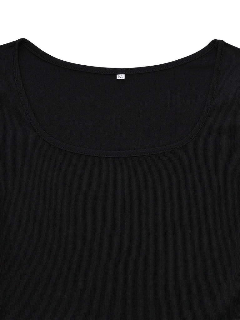 Abito floreale in maglia con scollo quadrato cachi anni '70