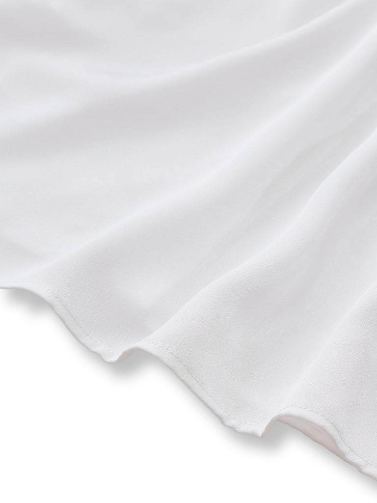 [Prevendita] Camicetta in raso con collo annodato bianco anni '40