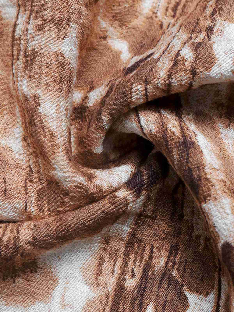 Abito stile Dune con scollo a V dipinto ad acquerello cachi anni '40