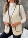 Gilet con tasca e rilegatura in finta lana beige anni '50