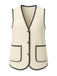 Gilet con tasca e rilegatura in finta lana beige anni '50