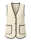 Gilet con tasca e rilegatura in finta lana beige anni '50