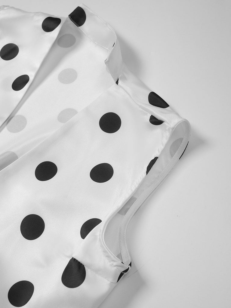 Abito a pois con scollo a V e cintura anni '50