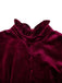 Abito in velluto con maniche a lanterna e colletto arricciato rosso anni '50