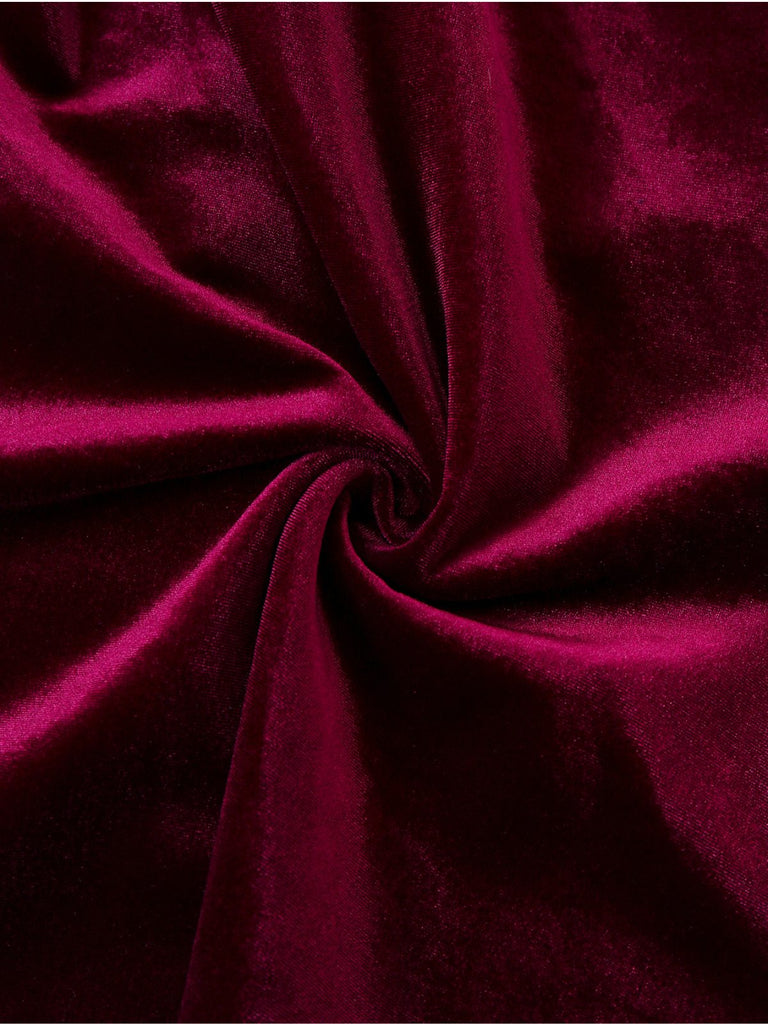 Abito in velluto con maniche a lanterna e colletto arricciato rosso anni '50