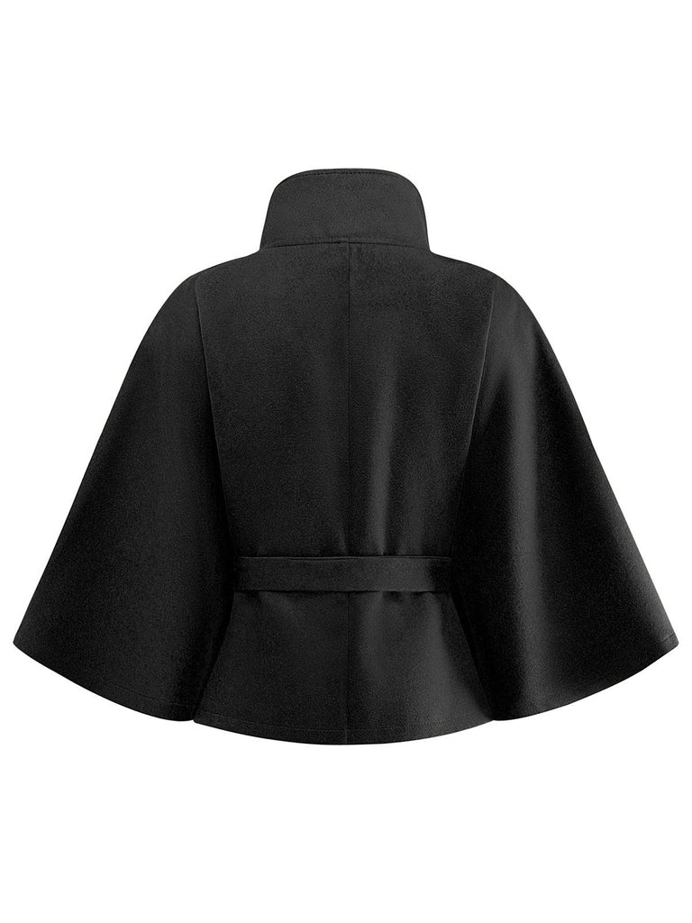 Giacca a mantello con collo alto e cintura anni '70