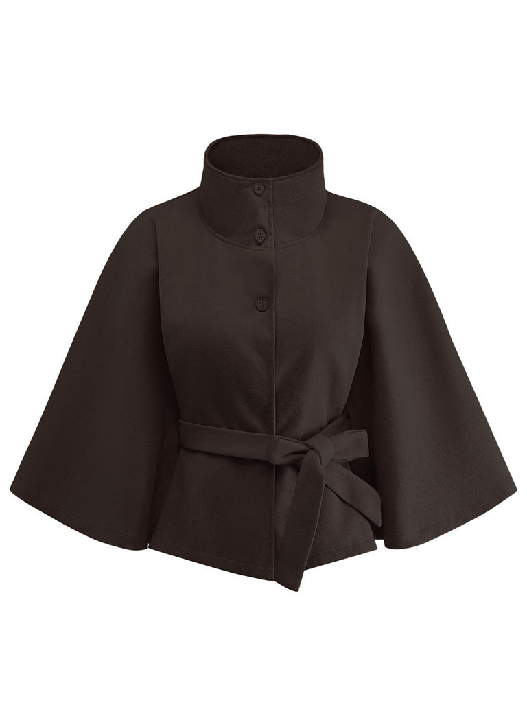 Giacca a mantello con collo alto e cintura anni '70