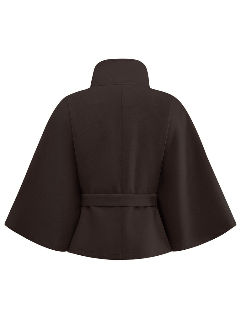 Giacca a mantello con collo alto e cintura anni '70