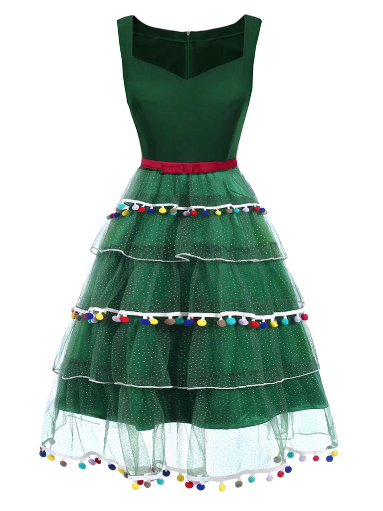 [Prevendita] Abito a forma di albero di Natale in rete verde anni '50