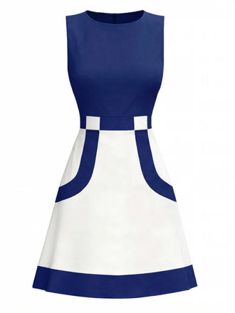 [Prevendita] Abito mod senza maniche color block blu anni '60