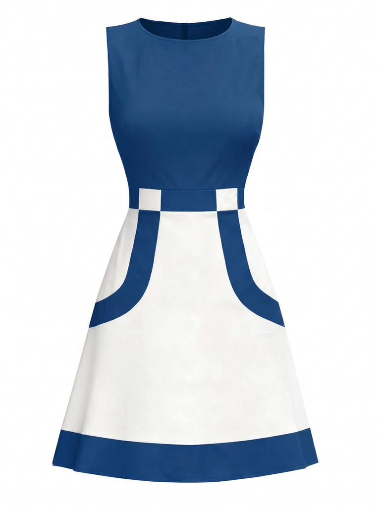 [Prevendita] Abito mod senza maniche color block blu anni '60