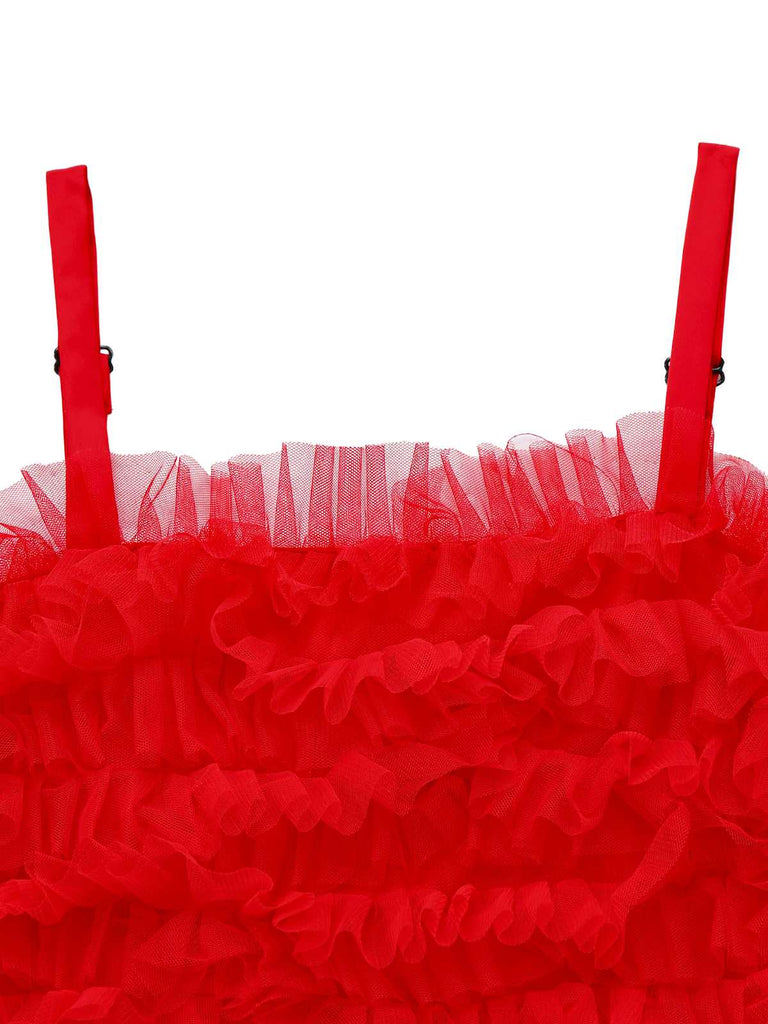 [Prevendita] Abito natalizio in tulle con fiocco e balze anni '80