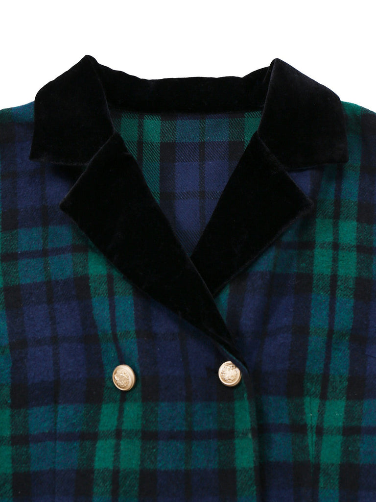 [Prevendita] Cappotto a quadri con colletto a tacca blu e verde anni '40