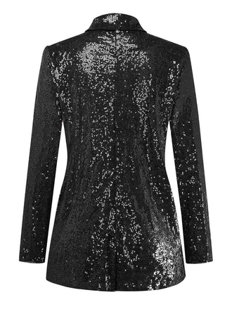 Giacca in paillettes a maniche lunghe con revers nero anni '70