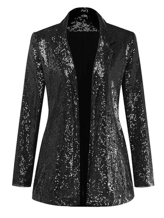 Giacca in paillettes a maniche lunghe con revers nero anni '70