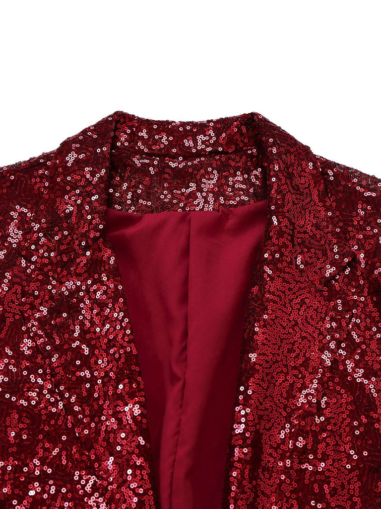 Giacca in paillettes a maniche lunghe con revers anni '70