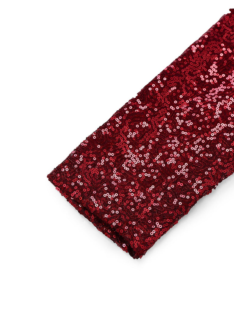 Giacca in paillettes a maniche lunghe con revers anni '70