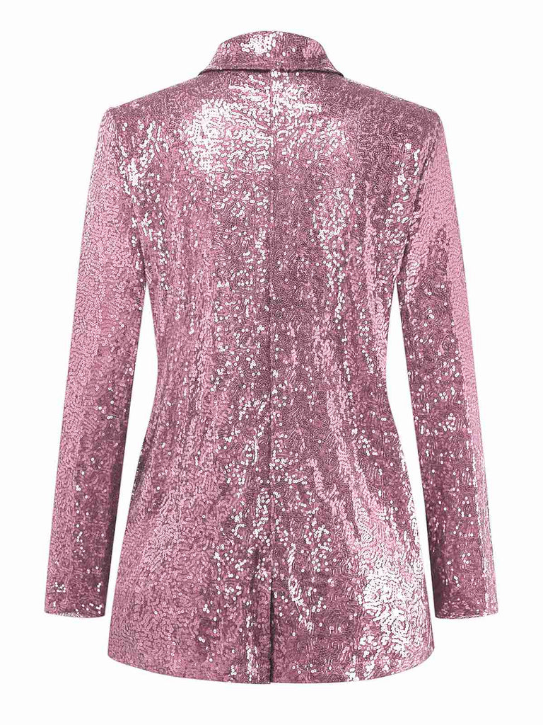 Giacca in paillettes a maniche lunghe con revers anni '70