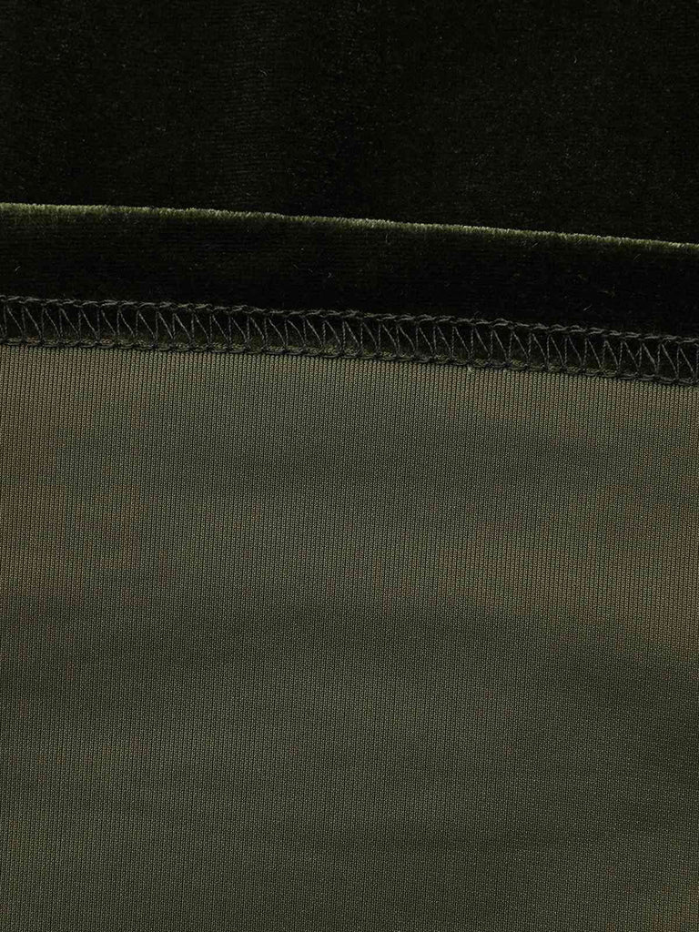 Abito in velluto con scollo a V profondo arricciate verde anni '40