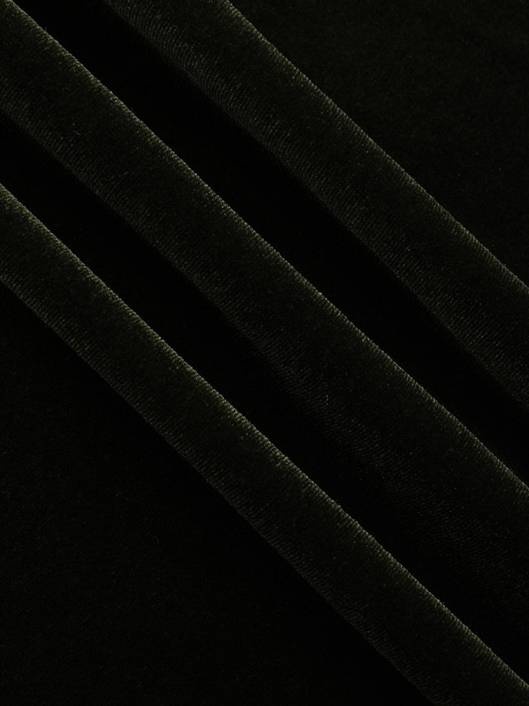 Abito in velluto con scollo a V profondo arricciate verde anni '40