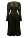 Abito in velluto con scollo a V profondo arricciate verde anni '40