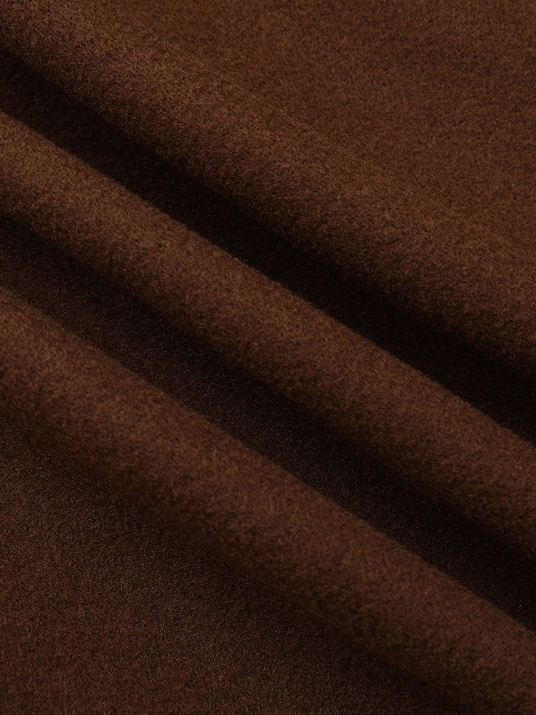 Cappotto lungo in finta lana con colletto a dente marrone anni '30