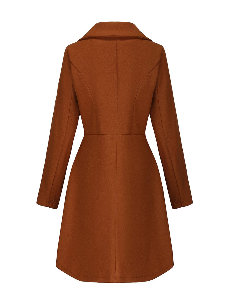 Cappotto a ruota in lana sintetica tinta unita con revers anni '40