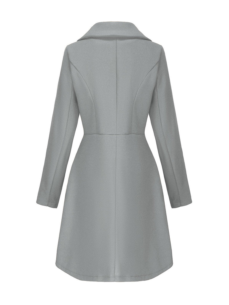 Cappotto a ruota in lana sintetica tinta unita con revers anni '40