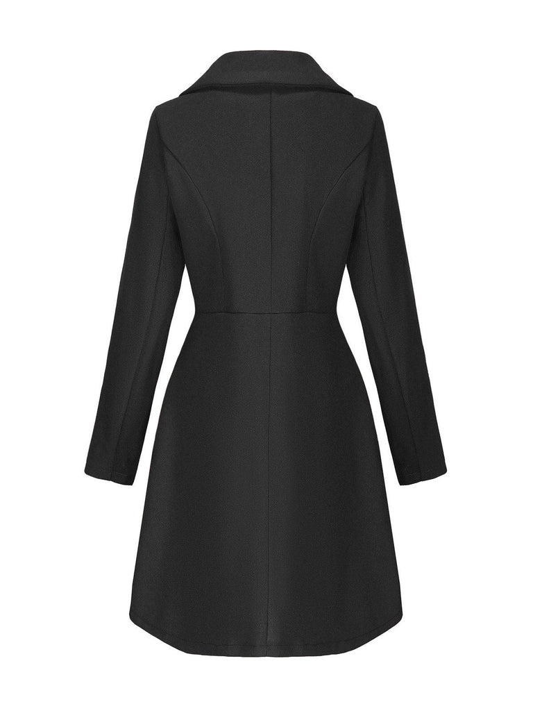 Cappotto a ruota in lana sintetica tinta unita con revers anni '40