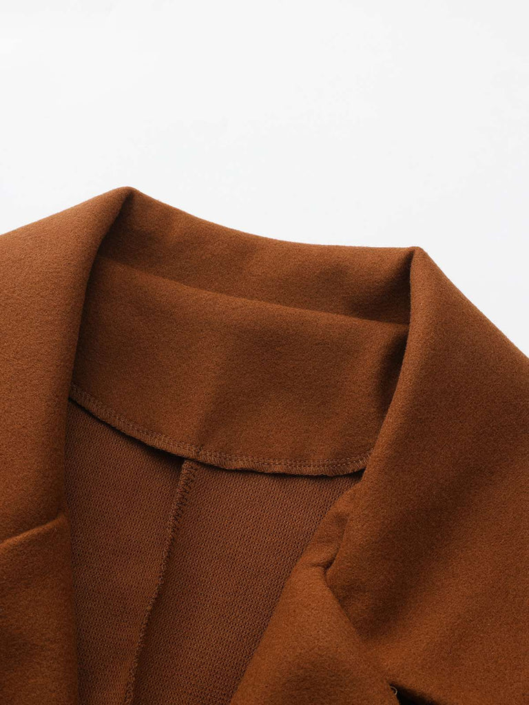 Cappotto a ruota in lana sintetica tinta unita con revers anni '40