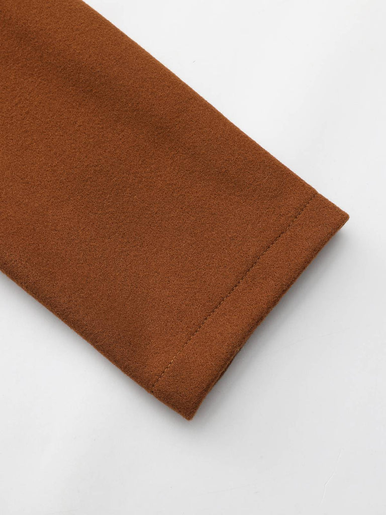 Cappotto a ruota in lana sintetica tinta unita con revers anni '40