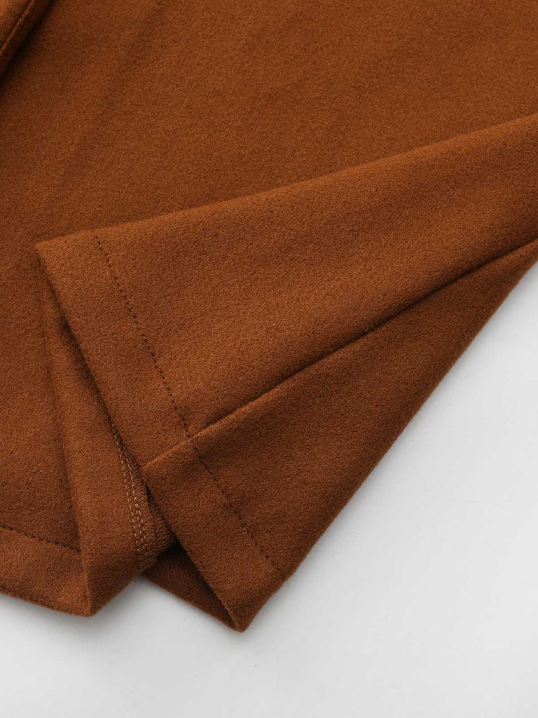 Cappotto a ruota in lana sintetica tinta unita con revers anni '40