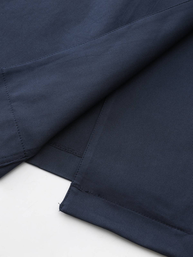 Trench doppiopetto con scollo tondo blu anni '40