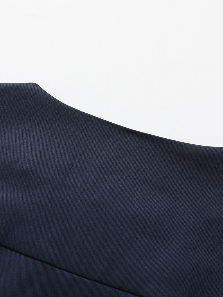 Trench doppiopetto con scollo tondo blu anni '40