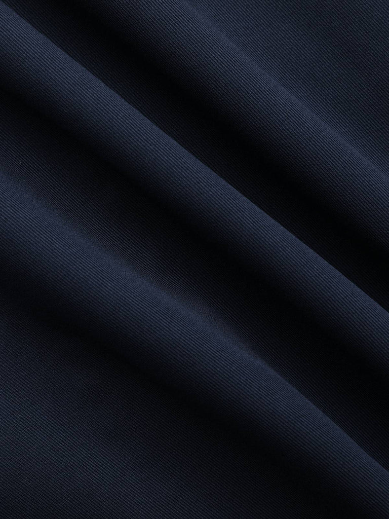 Trench doppiopetto con scollo tondo blu anni '40