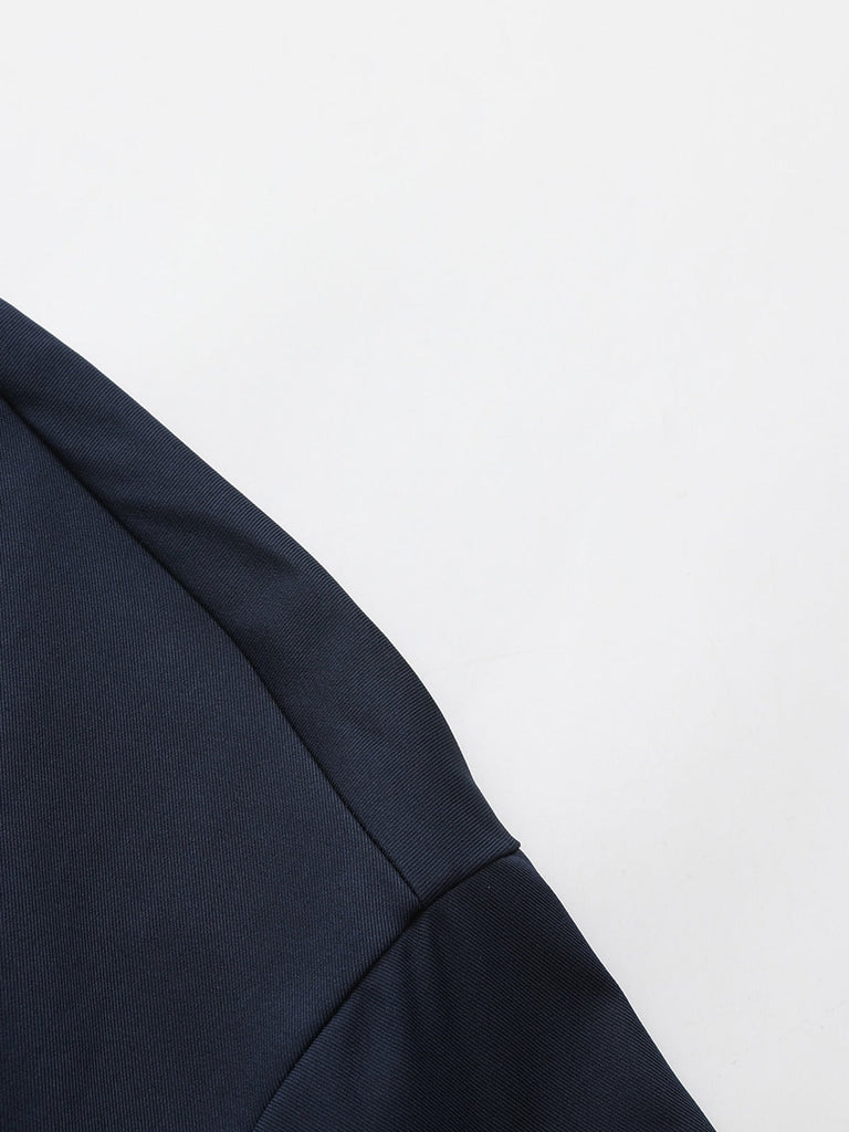 Trench doppiopetto con scollo tondo blu anni '40