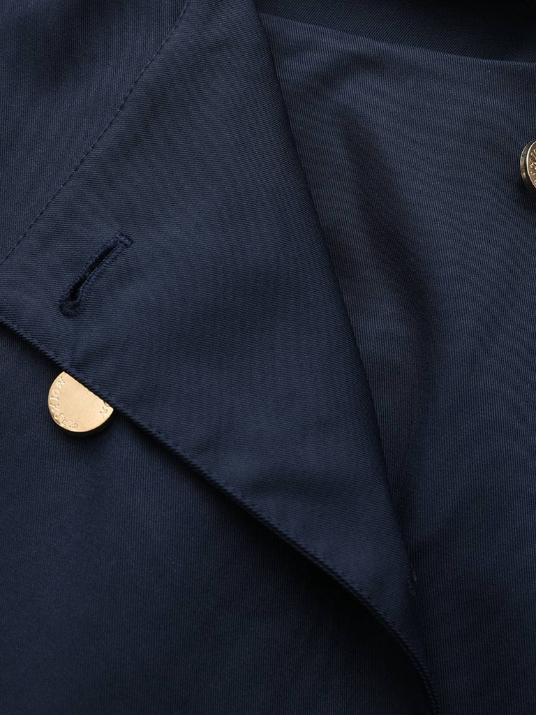 Trench doppiopetto con scollo tondo blu anni '40