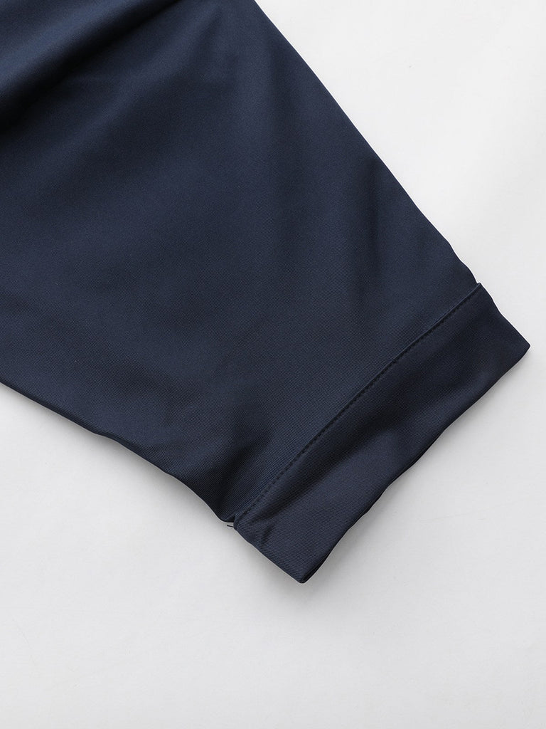 Trench doppiopetto con scollo tondo blu anni '40