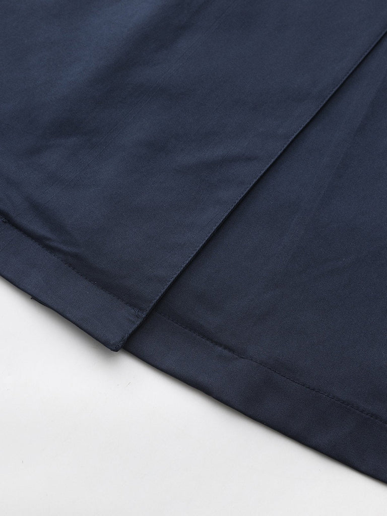 Trench doppiopetto con scollo tondo blu anni '40