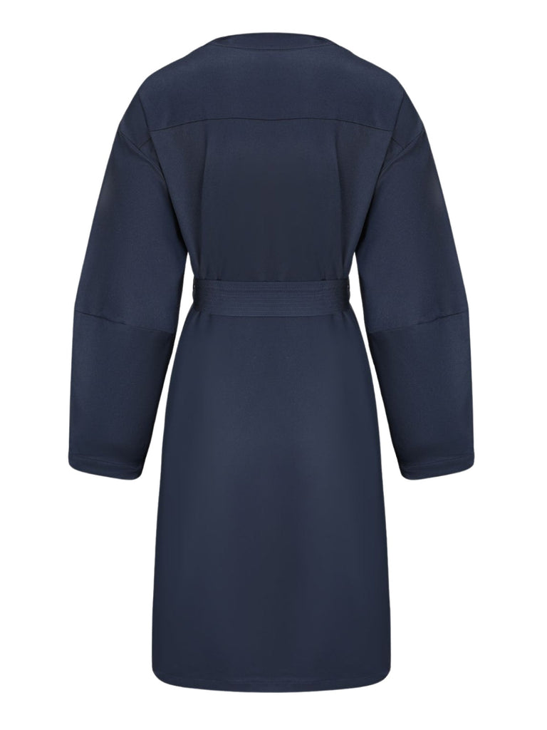 Trench doppiopetto con scollo tondo blu anni '40