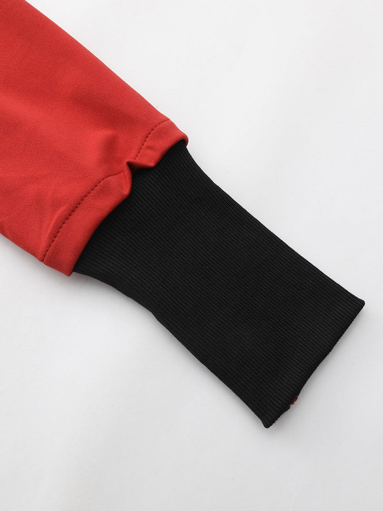 Cappotto con collo alto e bottoni diagonali rosso anni '40